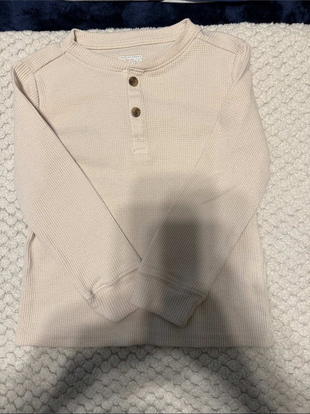 The Children's Place Light Cream Waffle Henley Long Sleeve Tee